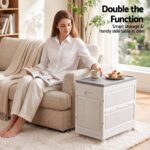 Artiss Foldable Storage Cabinet Stackable Box Flip-Top Rolling Organiser White - Image 6