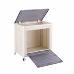 Artiss Foldable Storage Cabinet Stackable Box 2 Doors Rolling Organiser White - Image 2
