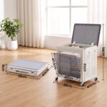 Artiss Foldable Storage Cabinet Stackable Box 2 Doors Rolling Organiser White - Image 3