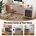 Artiss Foldable Storage Cabinet Stackable Box 2 Doors Rolling Organiser White - Image 8