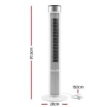 Devanti Tower Fan with Remote Control, 3 Speed 3 Mode 7.5h Timer, White - Image 2