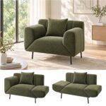 Artiss Armchair 3-in-1 Convertible Chenille Lounger and Daybed Green