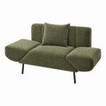 Artiss Armchair 3-in-1 Convertible Chenille Lounger and Daybed Green - Image 4