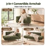 Artiss Armchair 3-in-1 Convertible Chenille Lounger and Daybed Green - Image 5