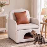 Artiss Armchair PU Leather Pet Accent Lounge Chair Cushion Beige