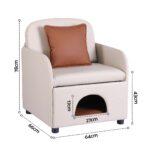 Artiss Armchair PU Leather Pet Accent Lounge Chair Cushion Beige - Image 3