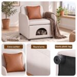 Artiss Armchair PU Leather Pet Accent Lounge Chair Cushion Beige - Image 7