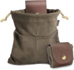Foraging Pouch Leather Canvas Collapsible Bag Water Resistant Outdoor Camping Storage Folding Bag Mushroom Bags Bushcraft Belt Pouches for Travel Camping Hiking - Image 2