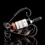 Creative Wine Holder Stainless Steel Wine Rack Bottle Holder Novelty Gift for Kitchen Home Table Decor (Bronze - Flower) - Image 2