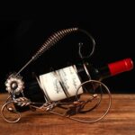 Creative Wine Holder Stainless Steel Wine Rack Bottle Holder Novelty Gift for Kitchen Home Table Decor (Bronze - Flower) - Image 3