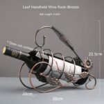Creative Wine Holder Stainless Steel Wine Rack Bottle Holder Novelty Gift for Kitchen Home Table Decor (Bronze - Flower) - Image 4