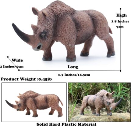 Ancient Creatures Rhino Animal, Woolly Rhinoceros Animal Toys, Educational Props Party Like Cake Toppers Decorative Toys