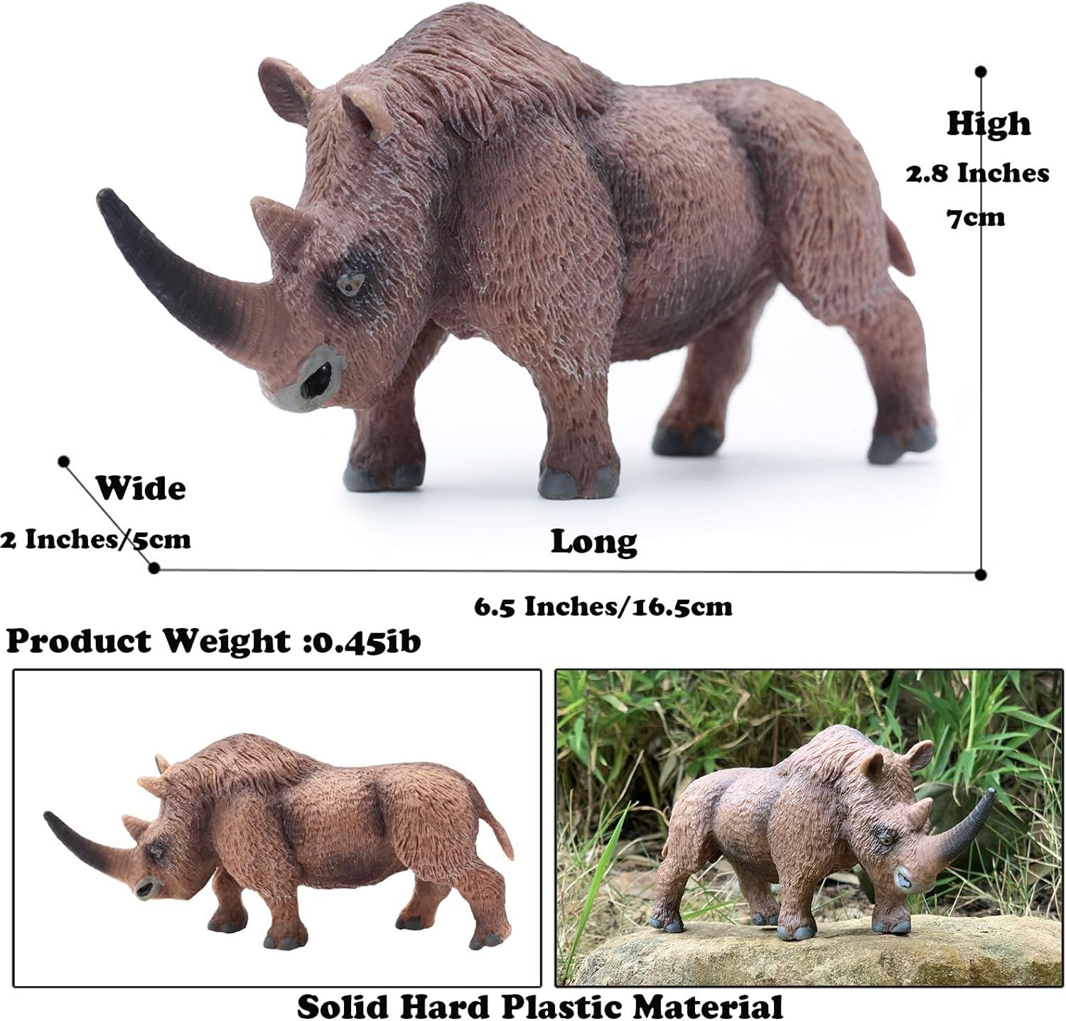 V1102-WLY-42-00 Ancient Creatures Rhino Animal, Woolly Rhinoceros Animal Toys, Educational Props Party Like Cake Toppers Decorative Toys - Image 1