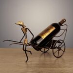 Rickshaw Wine Holder, Stainless Steel Freestanding Wine Rack Countertop Bottle Holder for Home Decoration (Bronze) - Image 2