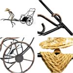 Rickshaw Wine Holder, Stainless Steel Freestanding Wine Rack Countertop Bottle Holder for Home Decoration (Bronze) - Image 4