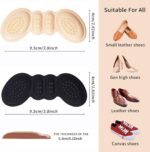Heel Pads for Shoes That are Too Big Heel Inserts for Heel Grips Liner Cushions Inserts for Women Men, (4Pairs) Beige+Black - Image 3