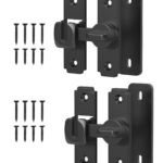 90/180 Degree Barn Door Lock, Safety Flip Lock, Adjustable Sliding Door Latch for Bathroom, Wardrobe, Bedroom & Garden Door, Spacers Included, 2Pack (black)