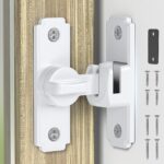 90/180 Degree Barn Door Lock, Safety Flip Lock, Adjustable Sliding Door Latch for Bathroom, Wardrobe, Bedroom & Garden Door, Spacers Included, 1Pack (White)