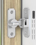 90/180 Degree Barn Door Lock, Safety Flip Lock, Adjustable Sliding Door Latch for Bathroom, Wardrobe, Bedroom & Garden Door, Spacers Included, 1Pack (White) - Image 9