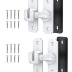 90/180 Degree Barn Door Lock, Safety Flip Lock, Adjustable Sliding Door Latch for Bathroom, Wardrobe, Bedroom & Garden Door, Spacers Included, 2Pack (White)