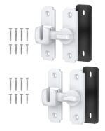 90/180 Degree Barn Door Lock, Safety Flip Lock, Adjustable Sliding Door Latch for Bathroom, Wardrobe, Bedroom & Garden Door, Spacers Included, 2Pack (White)
