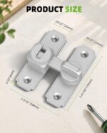 90/180 Degree Barn Door Lock, Safety Flip Lock, Adjustable Sliding Door Latch for Bathroom, Wardrobe, Bedroom & Garden Door, Spacers Included, 2Pack (White) - Image 2