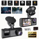 Wireless 2‑Inch HD WiFi Dash Cam Dual Front & Inside Lens 32G Memory Card Night Vision Parking Monitor Mobile Phone Interconnection, Surprise Gift For Family Friends Car Enthusiast