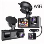 2‑Inch Screen WiFi Triple‑Channel Car Driving Recorder Front Inside Rear Lens 32G Memory Card HD Night Vision Parking Monitoring Mobile Sync, Must‑Have Auto Safety Device, Halloween Christmas Gift Option