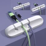 White Mixed 3+5+7 Hole Cable Organizer Clips 3Pcs Desktop Charging Data Cord Holder, Multi‑Specification Wire Fixer Halloween Christmas Desk Gift