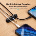 Black Mixed 3+5+7 Hole Desktop Cable Management Clips 3Pcs Multi‑Size Cord Fixer For Phone Charging Line, Home Office Tidy Storage Xmas Gift - Image 6