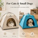 【Portable Foldable Pet Tent】Made of wear-resistant & water-resistant Oxford cloth with thickened quilted mat and sturdy frame. Ideal for indoor & outdoor use, a cozy private den for cats and small dogs.(pink.L) - Image 9