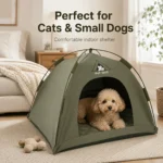 【Portable Foldable Pet Tent】Made of wear-resistant & water-resistant Oxford cloth with thickened quilted mat and sturdy frame. Ideal for indoor & outdoor use, a cozy private den for cats and small dogs.(pink.L) - Image 11