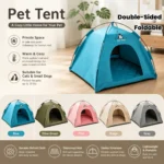 【Portable Foldable Pet Tent】Made of wear-resistant & water-resistant Oxford cloth with thickened quilted mat and sturdy frame. Ideal for indoor & outdoor use, a cozy private den for cats and small dogs.(beige.L) - Image 2