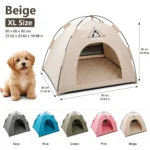 【Portable Foldable Pet Tent】Made of wear-resistant & water-resistant Oxford cloth with thickened quilted mat and sturdy frame. Ideal for indoor & outdoor use, a cozy private den for cats and small dogs.(beige.L) - Image 6