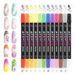 12-Pack, 24-Color Dual-Tip Acrylic Nail Art Markers, 0.5mm Fine Liner & Soft Brush Tip, Waterproof & Quick-Dry Nail Painting Pens - Image 5