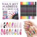 12-Pack, 24-Color Dual-Tip Acrylic Nail Art Markers, 0.5mm Fine Liner & Soft Brush Tip, Waterproof & Quick-Dry Nail Painting Pens - Image 6