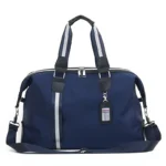 Dark Blue Foldable Travel Bag, Nylon Large Capacity Tote & Crossbody, Multi-Pocket Business Short Trip Gym Duffel.(Dark blue :M)