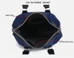 Dark Blue Foldable Travel Bag, Nylon Large Capacity Tote & Crossbody, Multi-Pocket Business Short Trip Gym Duffel.(Dark blue :M) - Image 4