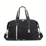 Dark Blue Foldable Travel Bag, Nylon Large Capacity Tote & Crossbody, Multi-Pocket Business Short Trip Gym Duffel.(BLACK:L)