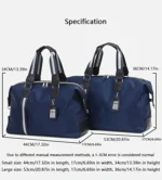 Dark Blue Foldable Travel Bag, Nylon Large Capacity Tote & Crossbody, Multi-Pocket Business Short Trip Gym Duffel.(BLACK:L) - Image 3