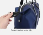 Dark Blue Foldable Travel Bag, Nylon Large Capacity Tote & Crossbody, Multi-Pocket Business Short Trip Gym Duffel.(BLACK:L) - Image 6