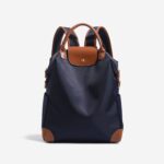 Retro Nylon Backpack: PU Leather Color-Block / Packable & Lightweight / 14-inch Laptop Compartment / Under 20L Capacity, 3-Way Carrying, Versatile for Commuting & Short Trips!(khaki) - Image 4