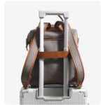 Retro Nylon Backpack: PU Leather Color-Block / Packable & Lightweight / 14-inch Laptop Compartment / Under 20L Capacity, 3-Way Carrying, Versatile for Commuting & Short Trips!(khaki) - Image 8