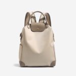 Retro Nylon Backpack: PU Leather Color-Block / Packable & Lightweight / 14-inch Laptop Compartment / Under 20L Capacity, 3-Way Carrying, Versatile for Commuting & Short Trips!(khaki) - Image 14