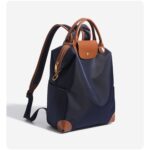 Retro Nylon Backpack: PU Leather Color-Block / Packable & Lightweight / 14-inch Laptop Compartment / Under 20L Capacity, 3-Way Carrying, Versatile for Commuting & Short Trips!(khaki) - Image 15