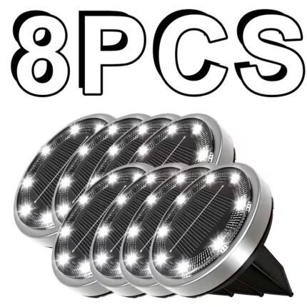 8PCS Solar Outdoor Buried Light Waterproof Garden Lawn Lamp Warm Landscape Lighting No Wiring Auto Charge Night Illumination Decorative Light.*white light