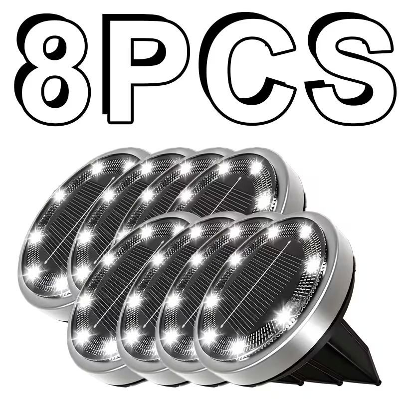 V1232-TYNDMD-004-00 8PCS Solar Outdoor Buried Light Waterproof Garden Lawn Lamp Warm Landscape Lighting No Wiring Auto Charge Night Illumination Decorative Light.*white light - Image 1
