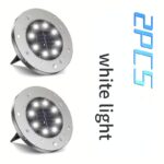 2PCS Solar Outdoor Buried Light Waterproof Garden Lawn Lamp Warm Landscape Lighting No Wiring Auto Charge Night Illumination Decorative Light.*white light