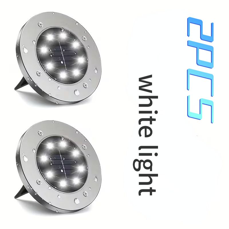 V1232-TYNDMD-005-00 2PCS Solar Outdoor Buried Light Waterproof Garden Lawn Lamp Warm Landscape Lighting No Wiring Auto Charge Night Illumination Decorative Light.*white light - Image 1