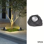 Solar Rock Spotlight Outdoor Waterproof Sensor LED Garden Landscape Tree Floodlight Lawn Decorative Light.*Black and white light - Image 10